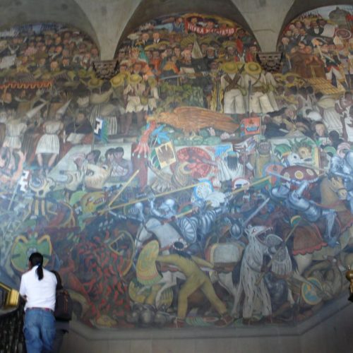 Mural Diego Rivery Historia Meksyku w Palacio Nacional
